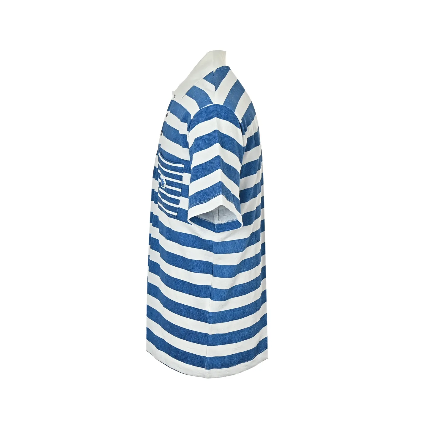 Louis Vuitton/Louis Vuitton 25Blue letter logo printed short-sleeved Louis Vuitton/Louis Vuitton blue striped polo Polo short-sleeved